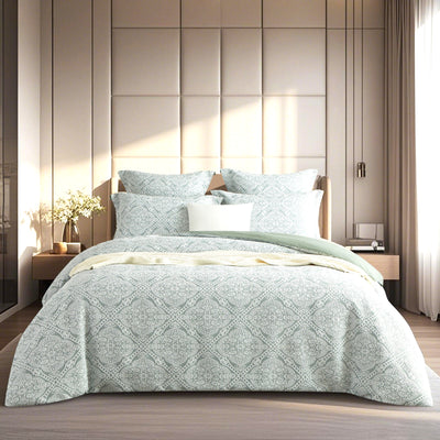Mayfair Sage Jacquard Super King Quilt Cover Set by Renee Taylor