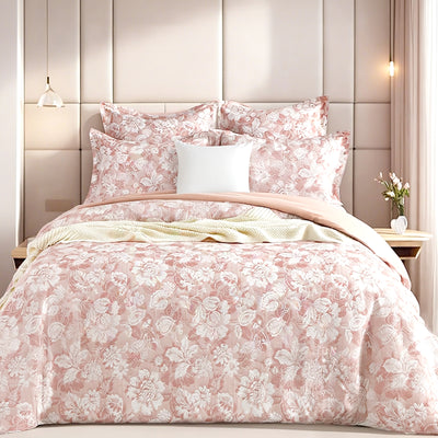 Aura Blush Jacquard Super King Quilt Cover Set by Renee Taylor