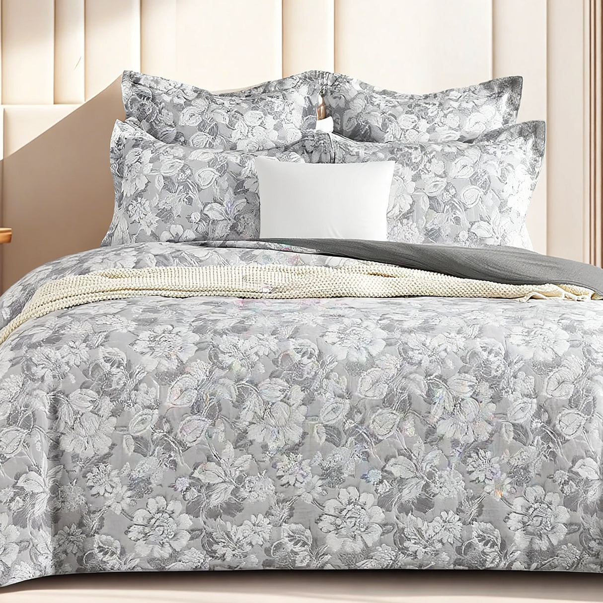 Sigma Charcoal Jacquard Double Quilt Cover Set by Renee Taylor