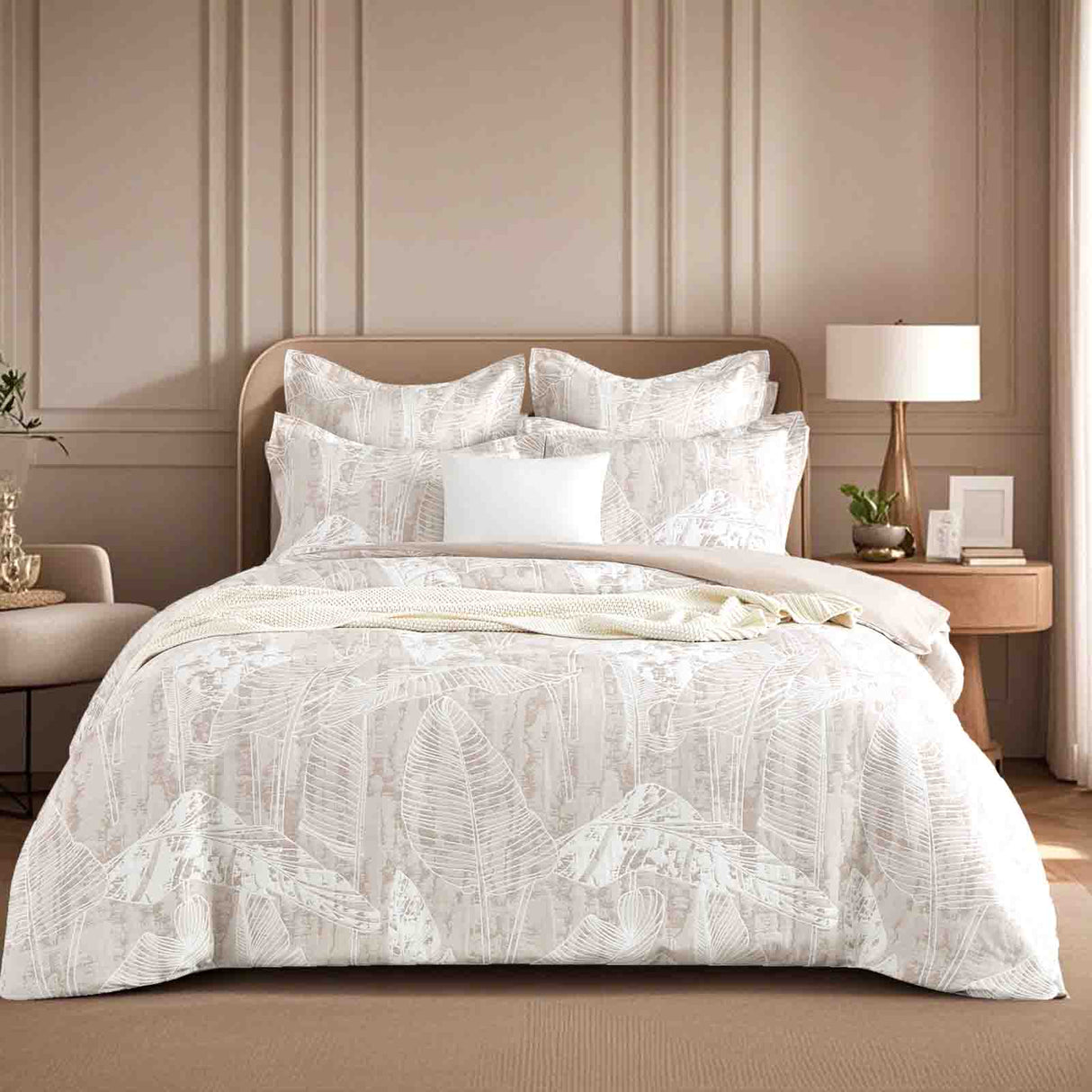 Panache Wood Jacquard Queen Quilt Cover Set by Renee Taylor