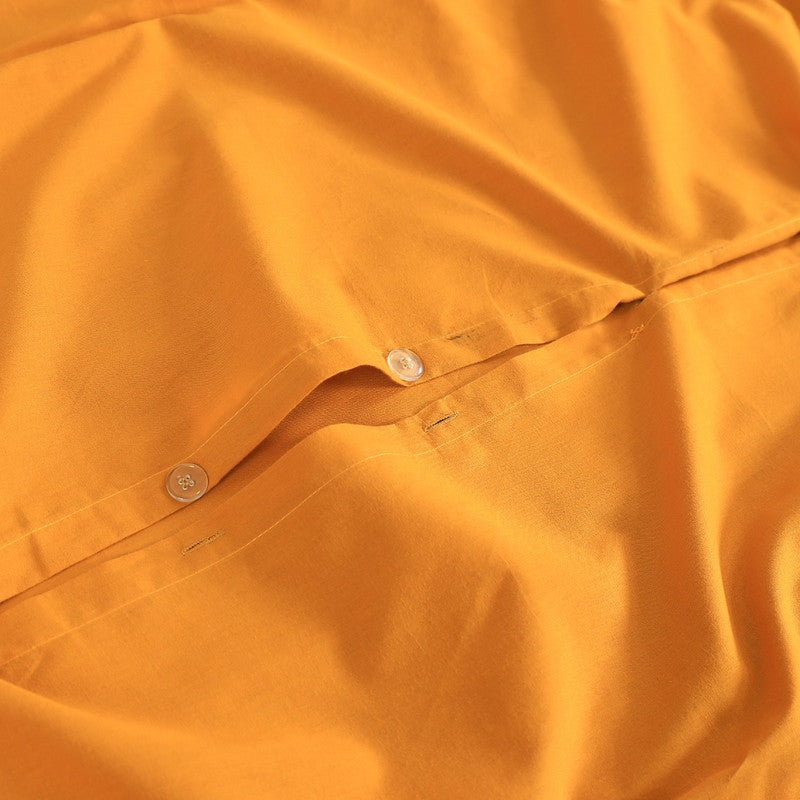 Mustard Vintage Washed 100% Egyptian Cotton Super King Quilt Cover Set - Luxurious 500TC Bedding