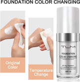 ReviGLam TLM Colour Changing Liquid Foundation Hides Wrinkles & Lines, BB Cream Makeup Base Concealer Cover Moisturizing Fluid for all Skin Tone SPF15, Pack of 1 - Top-Down View