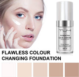 ReviGLam TLM Colour Changing Liquid Foundation Hides Wrinkles & Lines, BB Cream Makeup Base Concealer Cover Moisturizing Fluid for all Skin Tone SPF15, Pack of 1 - 45-Degree Angle