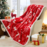 Christmas Throw Blanket, Christmas Decorations Gifts for Women, Sherpa Flannel Fleece Winter Holiday Blanket, Fluffy Cozy Soft Christams Throws for Couch Sofa Bed, Reindeer Stars, 50