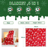 Christmas Throw Blanket, Christmas Decorations Gifts for Women, Sherpa Flannel Fleece Winter Holiday Blanket, Fluffy Cozy Soft Christams Throws for Couch Sofa Bed, Reindeer Stars, 50
