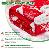 Christmas Throw Blanket, Christmas Decorations Gifts for Women, Sherpa Flannel Fleece Winter Holiday Blanket, Fluffy Cozy Soft Christams Throws for Couch Sofa Bed, Reindeer Stars, 50