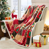 Christmas Throw Blanket, Christmas Decorations Gifts for Women, Sherpa Flannel Fleece Winter Holiday Blanket, Fluffy Cozy Soft Christams Throws for Couch Sofa Bed, DoubleDeer, 50