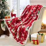 Christmas Throw Blanket, Christmas Decorations Gifts for Women, Sherpa Flannel Fleece Winter Holiday Blanket, Fluffy Cozy Soft Christams Throws for Couch Sofa Bed, ChristamsRhombus, 50
