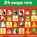 2025 Advent Calendar Christmas Ducks - 24pcs Rubber Duck Advent Calendar 24 Days of Christmas Countdown Toys for Christmas Gifts Party Favors Kids Toddlers Random Duck Gift Box - Top-Down View