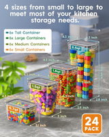 Airtight Food Storage Containers with Lids, 16 PCS Kitchen and Pantry Organization Canisters, BPA-Free, PVC-Free, Food-grade Plastic Leak-proof Jars for Cereal, Flour, Sugar, Extra 16 Labels & Marker - Close-Up Angle