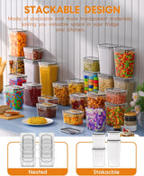 Airtight Food Storage Containers with Lids, 8 PCS Kitchen and Pantry Organization Canisters, BPA-Free, PVC-Free, Food-grade Plastic Leak-proof Jars for Cereal, Flour, Sugar, Extra 8 Labels & Marker - Rear View