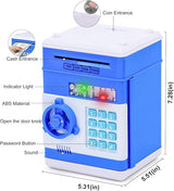 Toys for Kids Ages 5-7, 8-10, Electronic ATM Password Cash Coin Can Auto Scroll Paper Money Saving Box Toys for 6 7 8 9 10 11 12 Year Old Girl Christmas Birthday Gifts blue