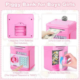 Toys for Kids Ages 5-7, 8-10, Electronic ATM Password Cash Coin Can Auto Scroll Paper Money Saving Box Toys for 6 7 8 9 10 11 12 Year Old Girl Christmas Birthday Gifts red