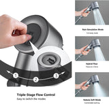 High Pressure Filtered Shower Head - 3 Spray Modes Shower head with Handheld, Detachable Showerhead with 5 Replaceable Water Softener Filters for Hard Water | Shower with 75