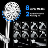 Filtered Shower Head with Handheld, High Pressure 8 Spray Showerhead with Filters & Upgraded Detachable Shower Head, Water Softener Filters Beads for Hard Water -Remove Chlorine