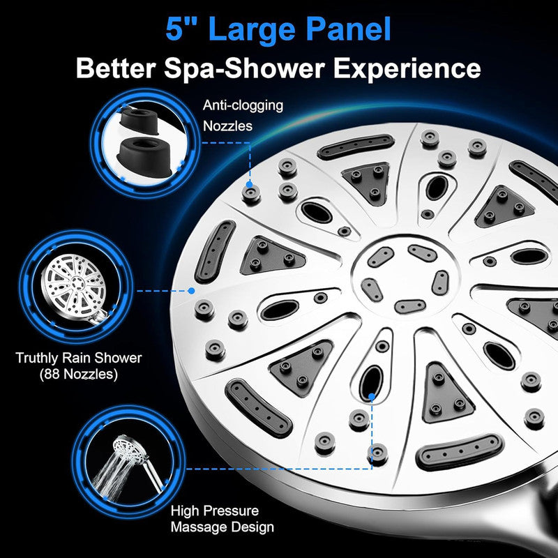 Filtered Shower Head with Handheld, High Pressure 8 Spray Showerhead with Filters & Upgraded Detachable Shower Head, Water Softener Filters Beads for Hard Water -Remove Chlorine Black