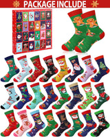 Advent Calendar 2025 Adult Men 24 Days of Christmas Cotton Socks US 7-13 Fun Christmas Sock Advent Calendar for Men Funny Gifts for Dad Boyfriend Husband Brother Random Socks Gift Box - Front View