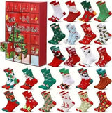 Advent Calendar 2025 Adult Men 24 Days of Christmas Cotton Socks US 7-13 Fun Christmas Sock Advent Calendar for Men Funny Gifts for Dad Boyfriend Husband Brother Random Socks Gift Box - Side View