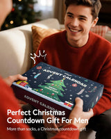 Advent Calendar 2025 Adult Men 24 Days of Christmas Cotton Socks US 7-13 Fun Christmas Sock Advent Calendar for Men Funny Gifts for Dad Boyfriend Husband Brother Random Socks Gift Box - Rear View
