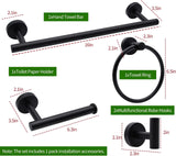 5pcs Bathroom Hardware Set, Matte Black Bathroom Hardware Set, Including 16