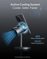 Aukey MagFusion 3-in-1 Pro Qi2 Magnetic Fast Wireless Charging Station with Active Cooling (LC-MC311A) - Front View