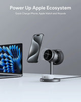 Aukey MagFusion 3-in-1 Pro Qi2 Magnetic Fast Wireless Charging Station with Active Cooling (LC-MC311A) - Side View