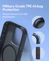 Aukey Urban Guard Elite Magnetic Hard-Shell iPhone 15 Pro Max Phone Case - Dark Gray (UG10D) - Close-Up Angle