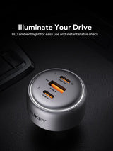 Aukey Pathfinder Mix 3 66W Fast Charging Car Charger (CC-P1) - Side View