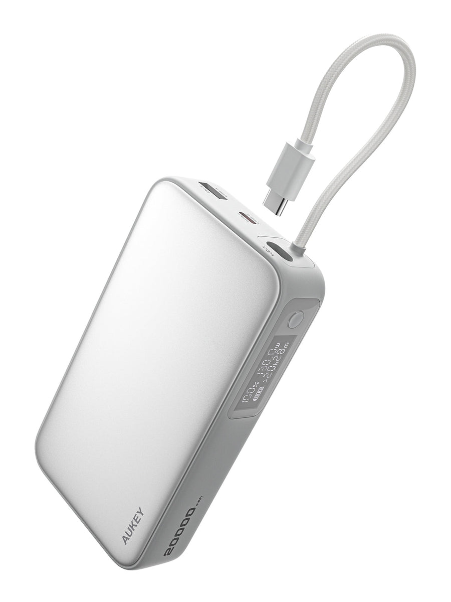 Aukey Spark Sling 20000 Compact Fast Charging Power Bank with Built-in USB-C Cable (PB-Y48)