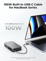 Aukey Spark Sling 20000 Compact Fast Charging Power Bank with Built-in USB-C Cable (PB-Y48) - Top-Down View