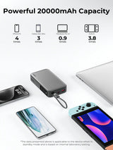 Aukey Spark Sling 20000 Compact Fast Charging Power Bank with Built-in USB-C Cable (PB-Y48) - Rear View