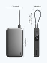 Aukey Spark Sling 20000 Compact Fast Charging Power Bank with Built-in USB-C Cable (PB-Y48) - Low Angle