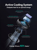 Aukey MagFusion Dash Pro Qi2 Magnetic Fast Wireless Charging Phone Mount with Active Cooling (HD-MC13A) - Side View