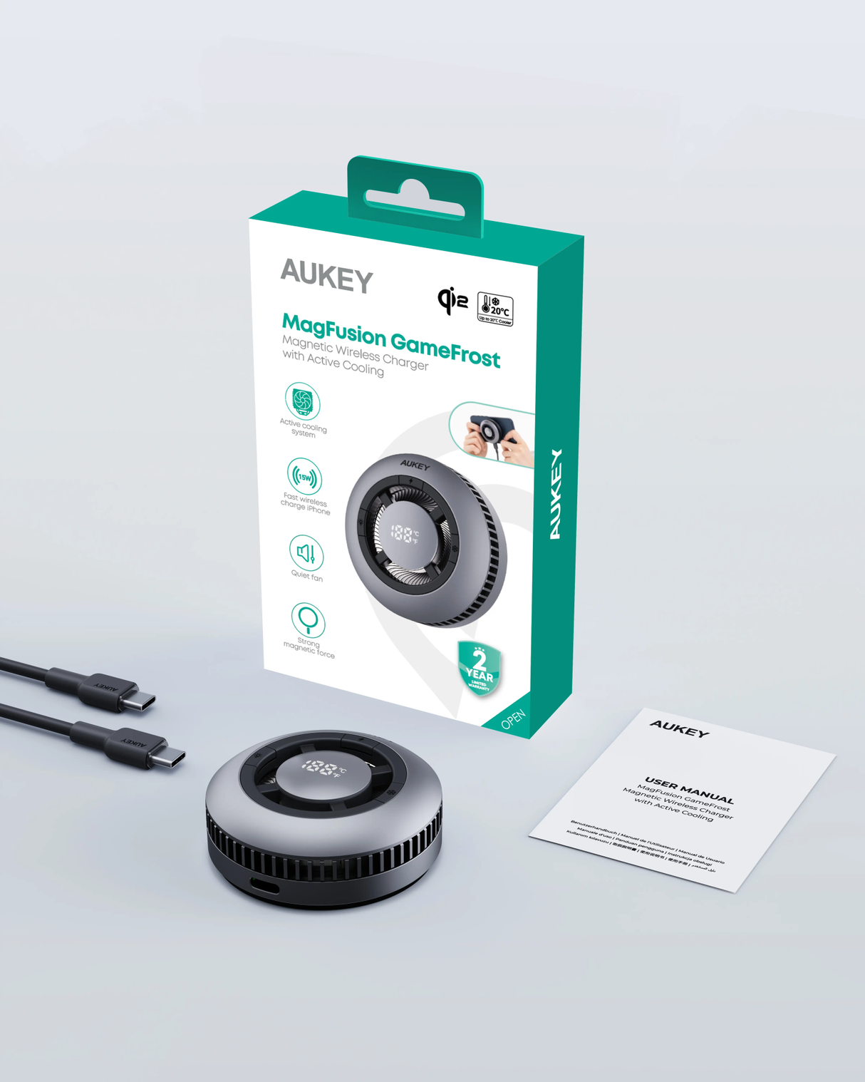 Aukey Magfusion GameFrost Magnetic Wireless Charger with Active Cooling (LC-G10)