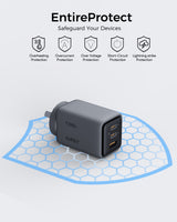 Aukey Comet 100W PD Fast Wall Charger GaN USB-C with 100W 1.8m USB-C to C Cable (PA-C5) - Rear View