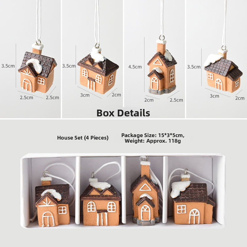 Christmas gift Christmas mini resin snow house Christmas tree pendant