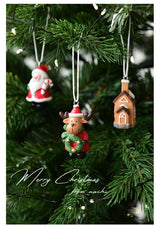 Christmas gift Christmas mini resin snow house Christmas tree pendant - Rear View