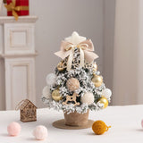 mini desktop Christmas tree, flocked pink Christmas tree, Christmas tree set, Christmas decorations, DIY Christmas tree, Christmas gift, office Christmas decor, festive tabletop tree - Christmas - Size 3 - Side View