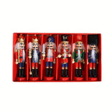 Nutcracker Soldier Figurine Set, Christmas Decorations, Birthday Gift, Hand-painted Nutcrackers, Holiday Decor, Australian Christmas Decor, Kids Gift, Figurine Collection, Festive Home Decor - Red - Size 12pcs - Front View
