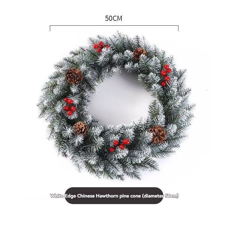 Christmas wreath, artificial wreath, red berries, pine cones, 30CM wreath, Christmas decoration, festive home decor, wreath for door, holiday centrepiece - White - Size 40CM