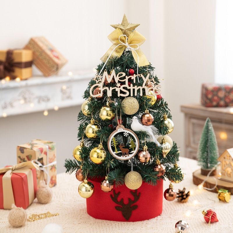 Mini Desktop Christmas Tree Flocked Pink Christmas Tree Christmas Tree Set - red and white - Size 45cm