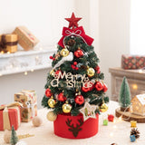 Mini Desktop Christmas Tree Flocked Pink Christmas Tree Christmas Tree Set - Red and gold - Size 45cm