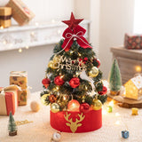 Mini Desktop Christmas Tree Flocked Pink Christmas Tree Christmas Tree Set - Red and gold - Size 45cm - Top-Down View