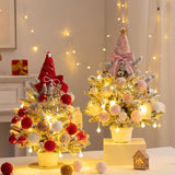 mini desktop Christmas tree, flocked pink Christmas tree, Christmas tree set, Christmas decorations, DIY Christmas tree, Christmas gift, office Christmas decor, festive tabletop tree - Christmas - Size 1