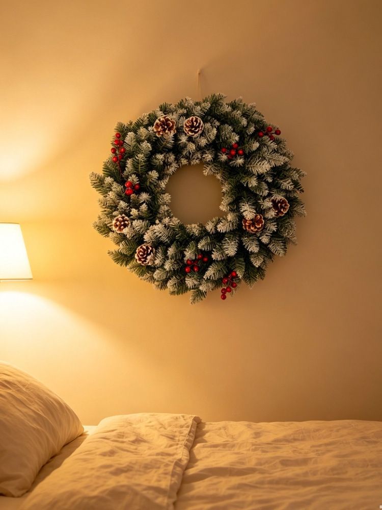 artificial Christmas wreath, Christmas door decoration, 50cm Christmas wreath, 60cm Christmas wreath, Christmas wreath with berries, Christmas wreath with pinecones, Australian Christmas decor, festive door wreath, realistic artificial wreath - Green - Si