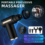 Red Portable Deep Tissue Massager | 6-Speed & 4 Heads & 15-Min Timer｜Professional Muscle Recovery, Anytime Anywhere - Top-Down View