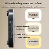 Smart Dual-Mode Fill Light｜One-Touch Color Temperature Switching + Stepless Dimming, Portable Ring Light with Soft Glow for Multi-Scenario Live Shooting