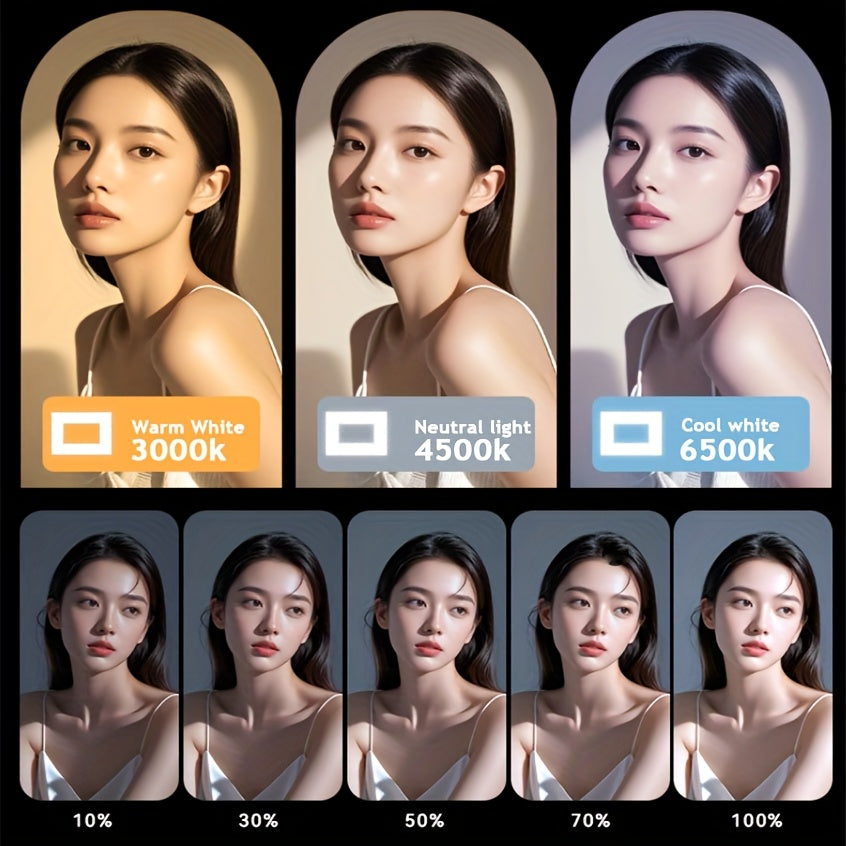 Smart Dual-Mode Fill Light｜One-Touch Color Temperature Switching + Stepless Dimming, Portable Ring Light with Soft Glow for Multi-Scenario Live Shooting