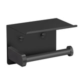 1pc Toilet Paper Holder with Shelf, Bathroom Tissue Storage Rack, Wall-Mounted Paper Towel Dispenser, Stainless Steel Bathroom Paper Holder, Bathroom Accessory(Black) - Low Angle