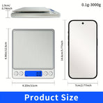 Food Scale, Kitchen Scale — Digital Weight Display in Grams and Ounces, High-Precision Electronic Scale.3000G/0.1G